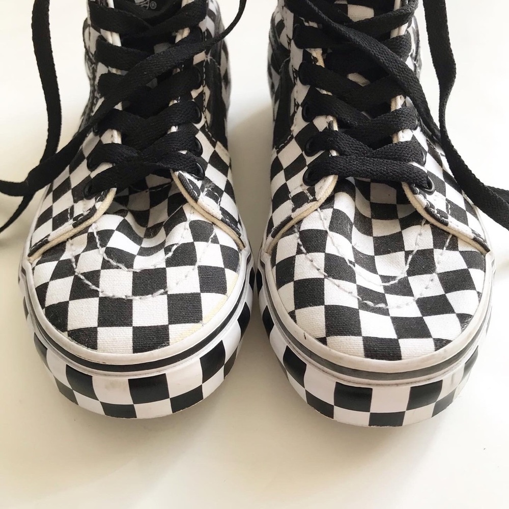 Vans SK8-Hi overprint checkboard sneakers EUC size 1 youth - Picture 4 of 9